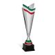 Coppa design argentata con bandiera tricolore h54