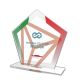 Trofeo in plexiglass Flag4 a pentagono con bordi tricolore 230